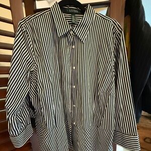 RALPH LAUREN STRIPED PEPLUM BLOUSE